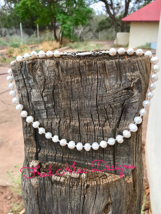 Freshwater Pearl and Silver Bead Necklace