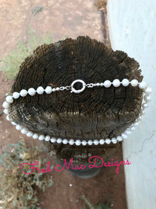 Freshwater Pearl and Silver Bead Necklace