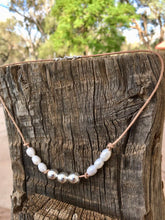 Load image into Gallery viewer, Silver, pearl and leather necklace