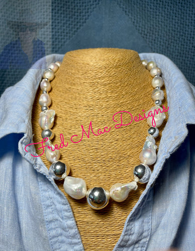 Baroque Pearls & Sterling Silver Balls